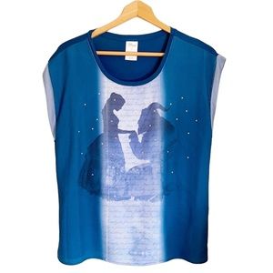 disney japan beauty and the beast cap sleeve studded top